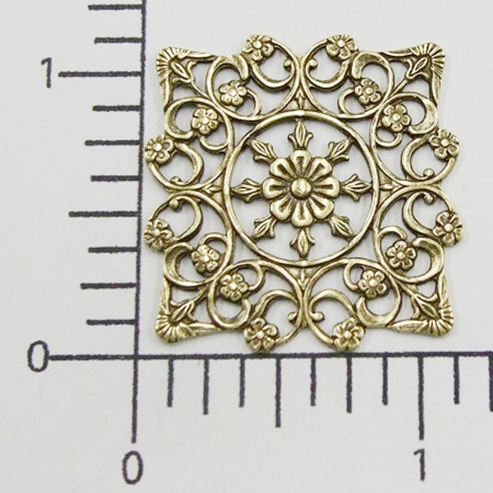 25063 Brass Oxidized Victorian Square Filigree Jewelry Finding