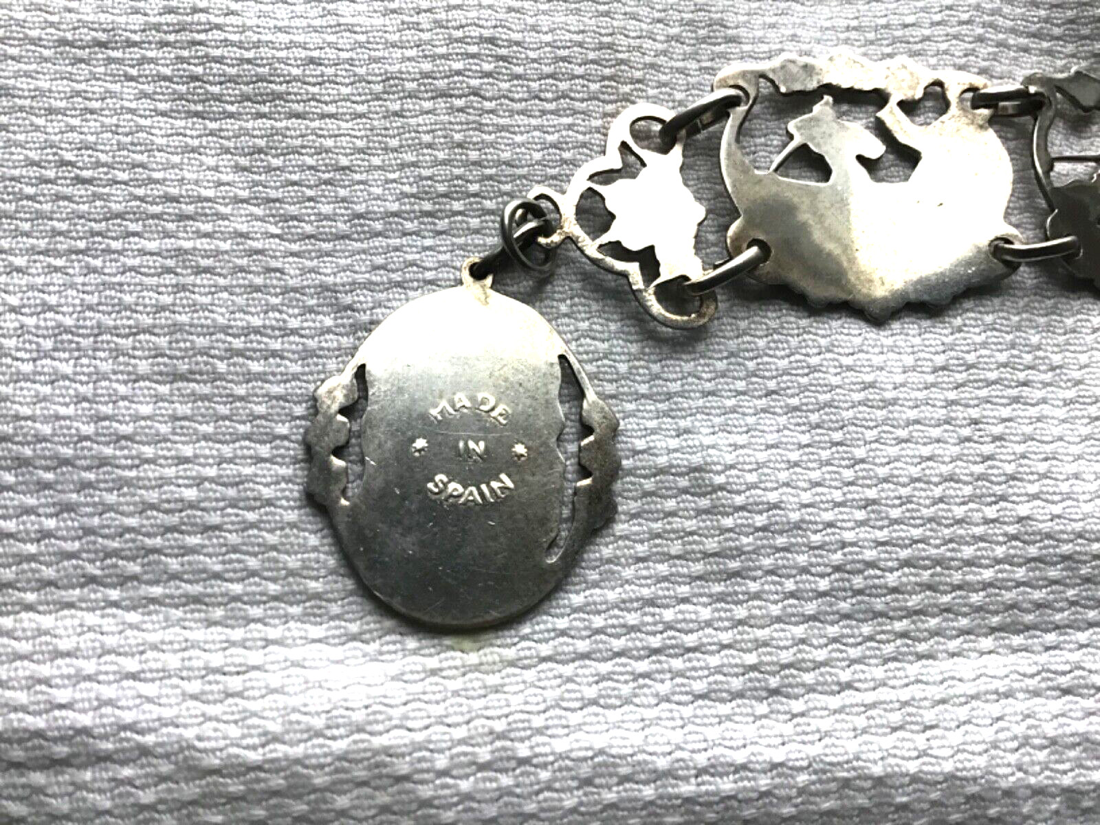 Militaria Bracelet Spain Unusual Scenes on Links VINTAGE Estate Jewelry Unique