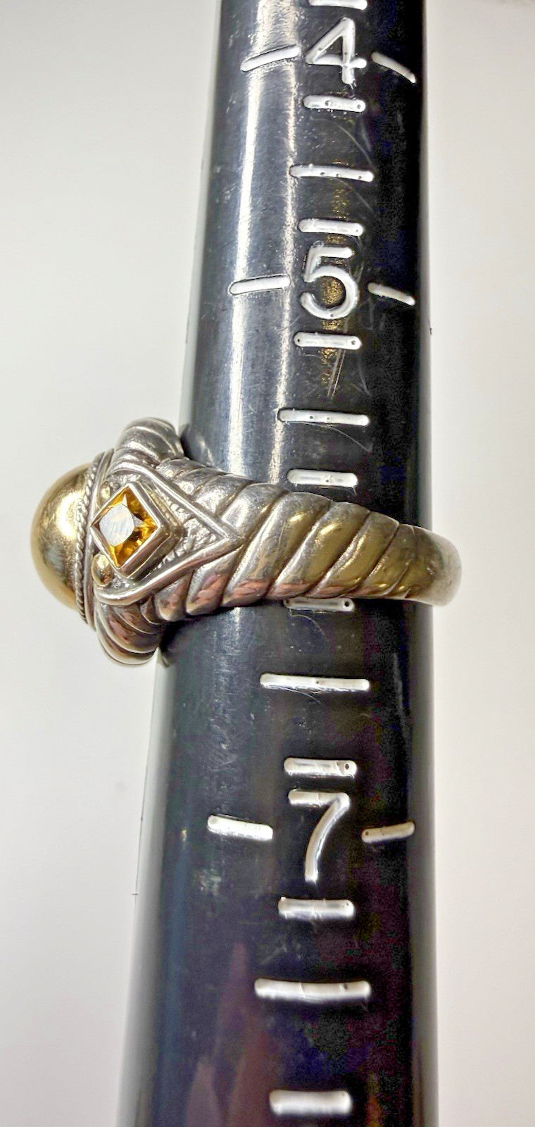Robert Manse Sterling Silver Dome Ring 18k Gold Accents Citrine Size 6 Vintage