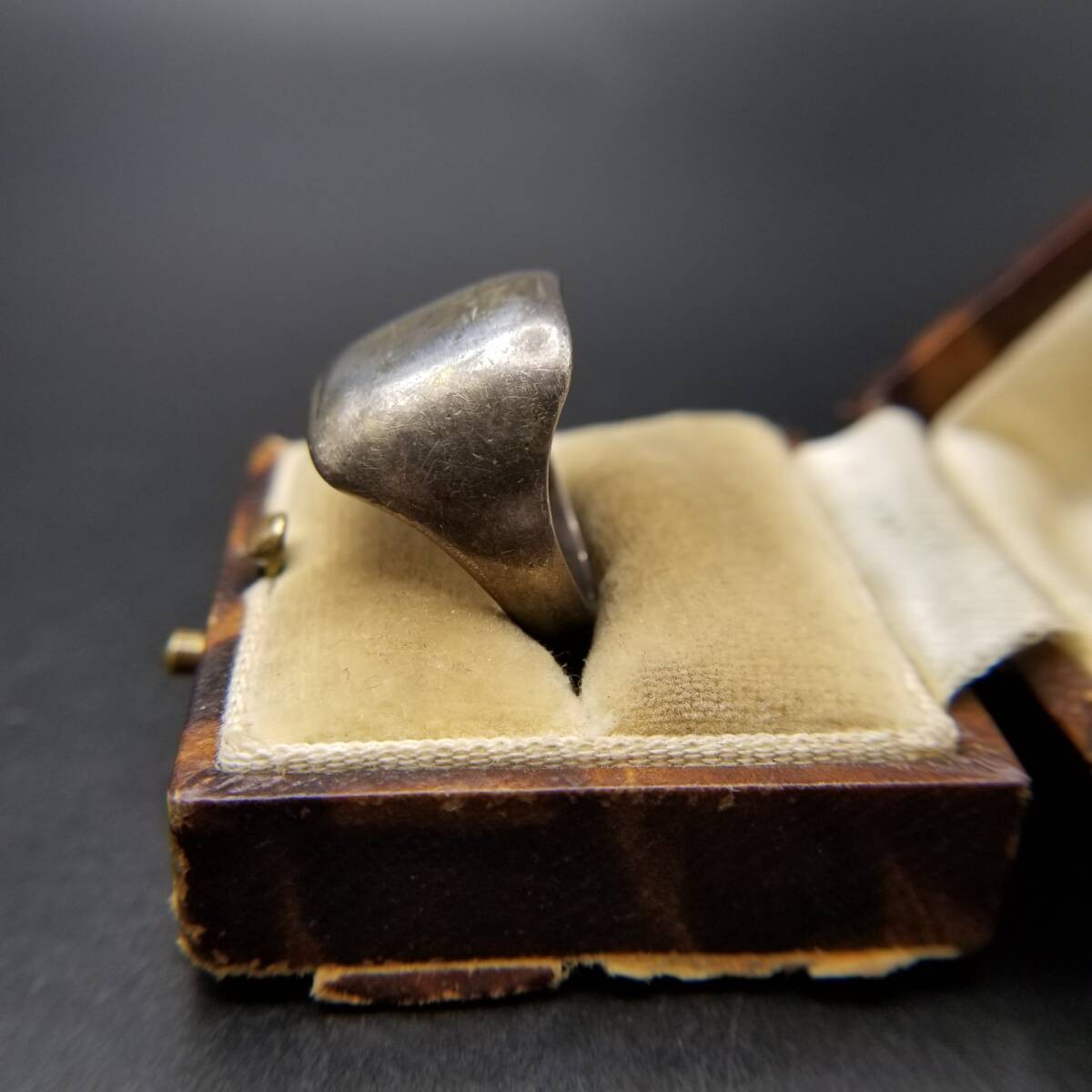 Simple No Monogram Art Deco 925 Silver Vintage Signet Ring Square