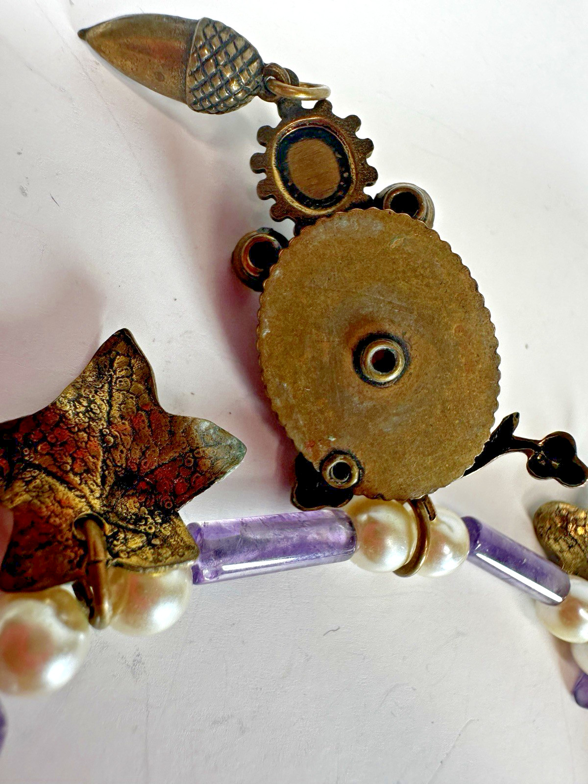Vintage Necklace Amethyst Bead Whimsical Wire Choker Handmade Fairycore