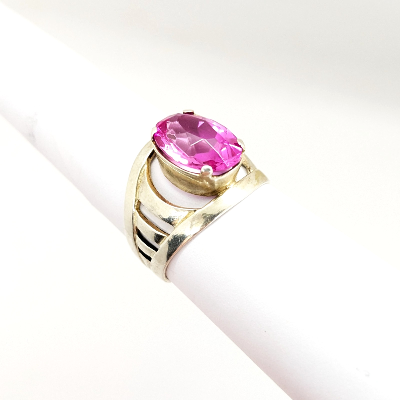 Vintage Luxury Soviet RING Silver⭐️875 with Big Bright Ruby -10.5US (20mm) | #77