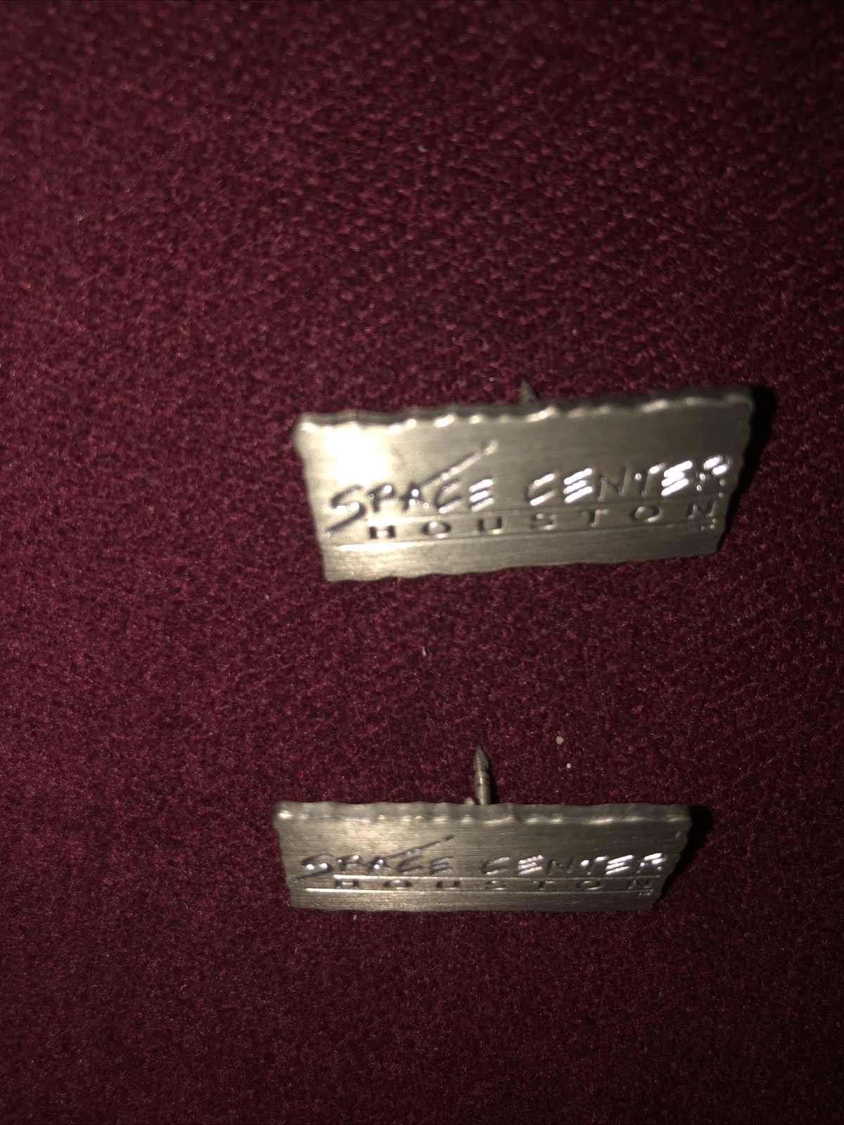 2 Adult Unisex Silver Space Center Houston Pins/Tie Tacs, Worn Once