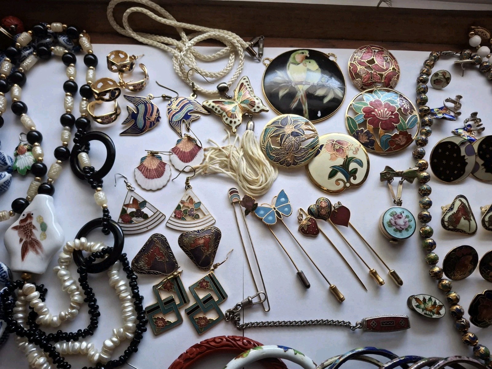 Vintage Cloisonne Jewelry 44 Mixed Jewelry Earrings Necklaces Braclets & More