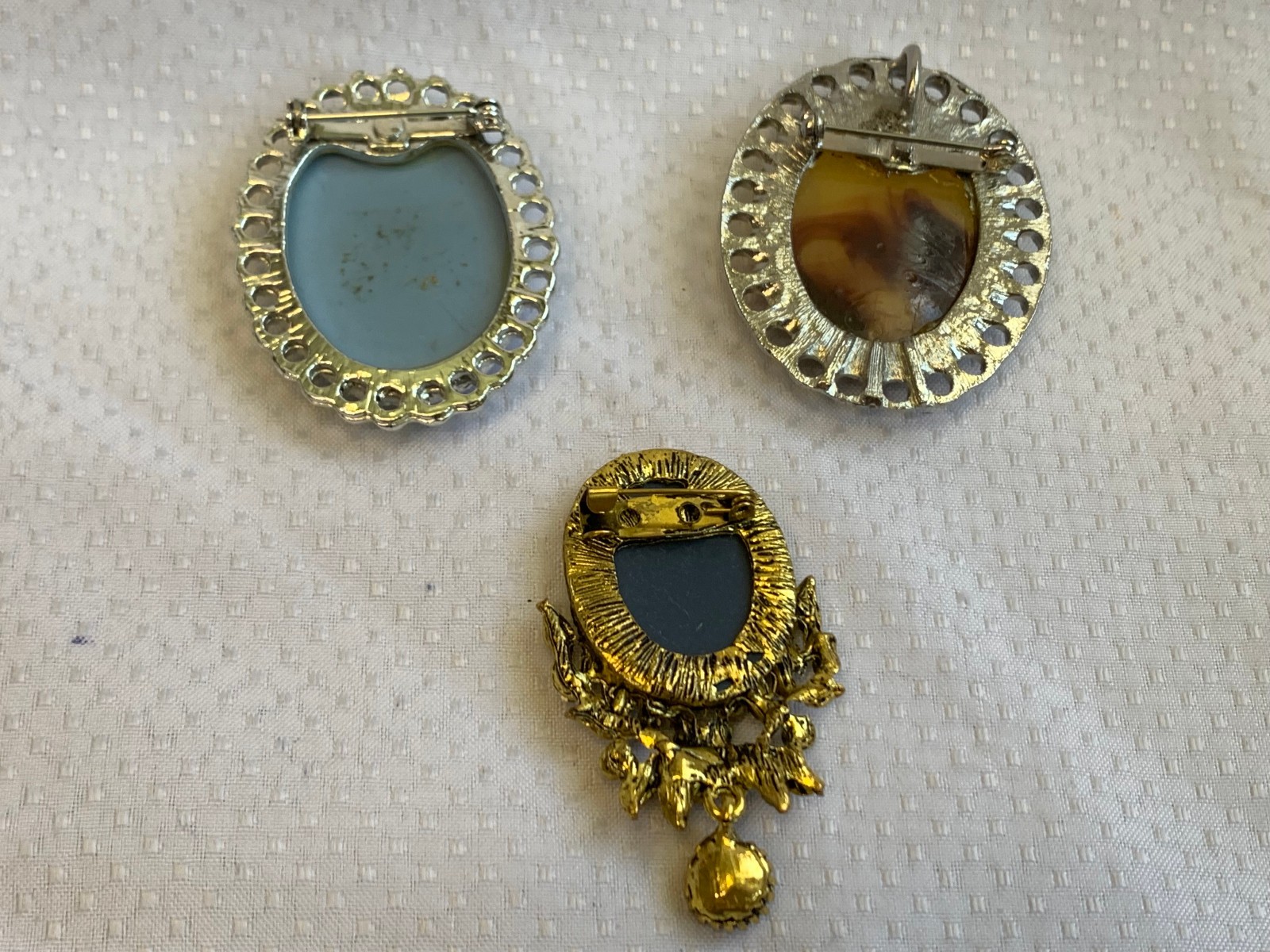 Vintage Cameo Jewelry Lot Lockets Choker Earrings Necklaces Brooches Pins