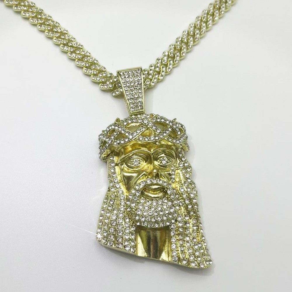 Zinc Alloy Diamond-studded Vintage Portrait 24″ Cuban Chain Hip Hop Necklace