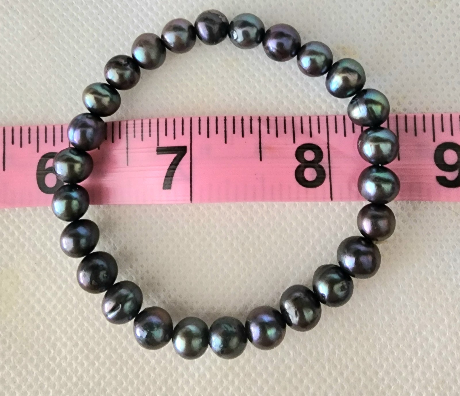 LUMINOUS PEARL 2 BRACELETS W./SHADES OF PURPLE, GREEN, BLUE & LAVENDER (Stretch)