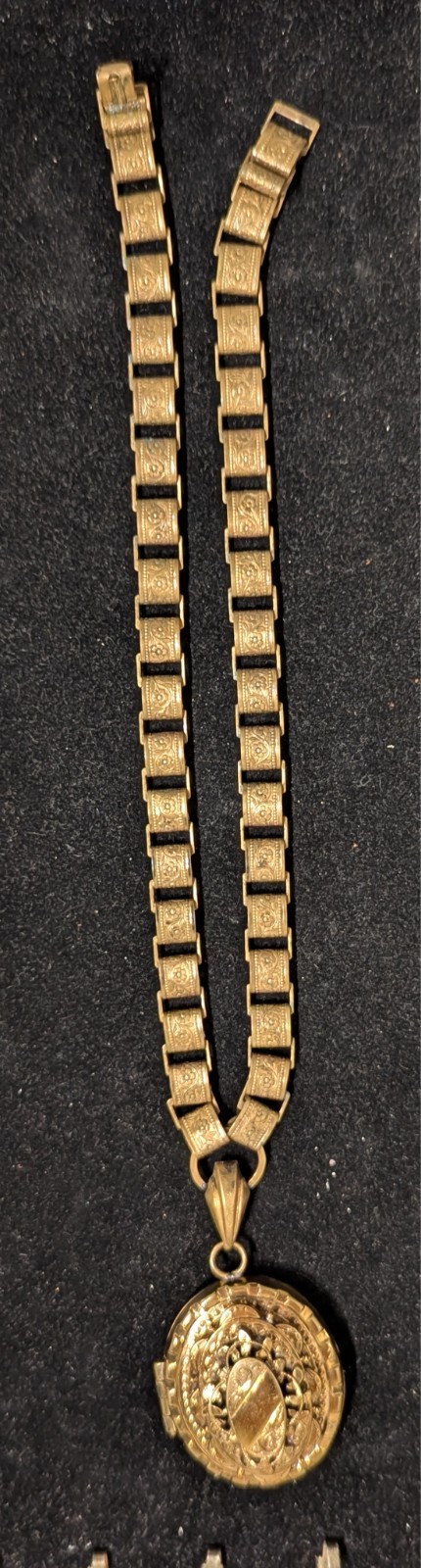 Antique Gold Filled Locket on Book Chain Fancy Layered very Ornate