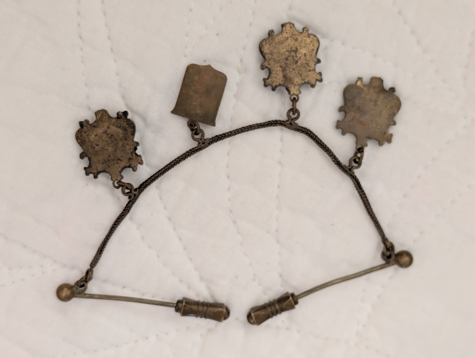 1950s 60s Antique Collar Chain with Heraldic Charms