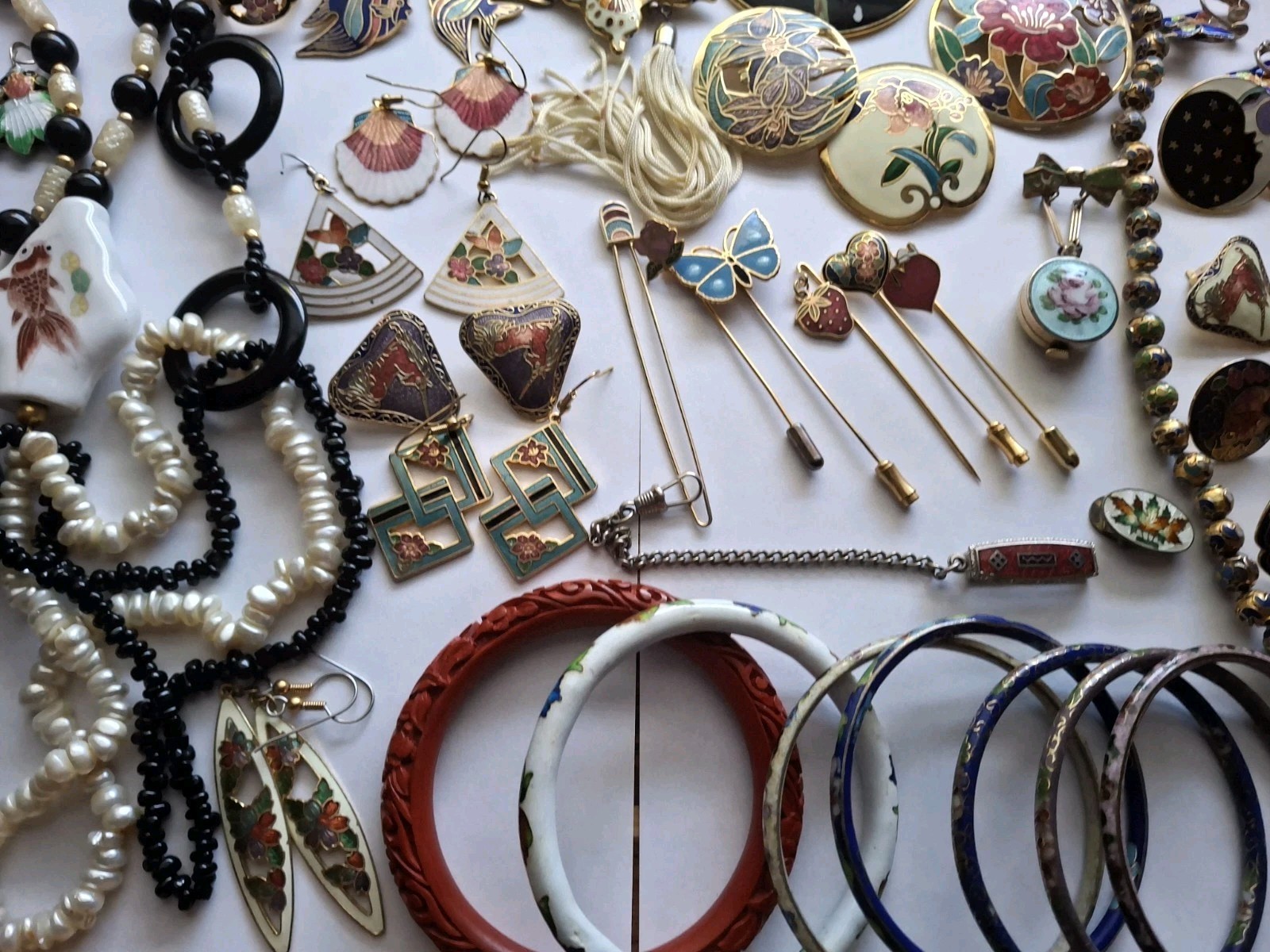 Vintage Cloisonne Jewelry 44 Mixed Jewelry Earrings Necklaces Braclets & More