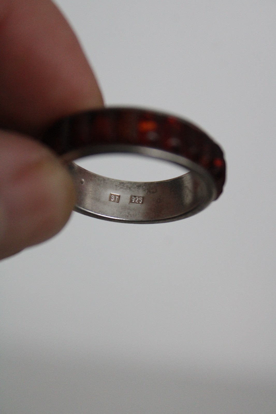 Vintage Sterling Silver Unisex Adult Garnet Ring, Signed: ST, S: 10.5