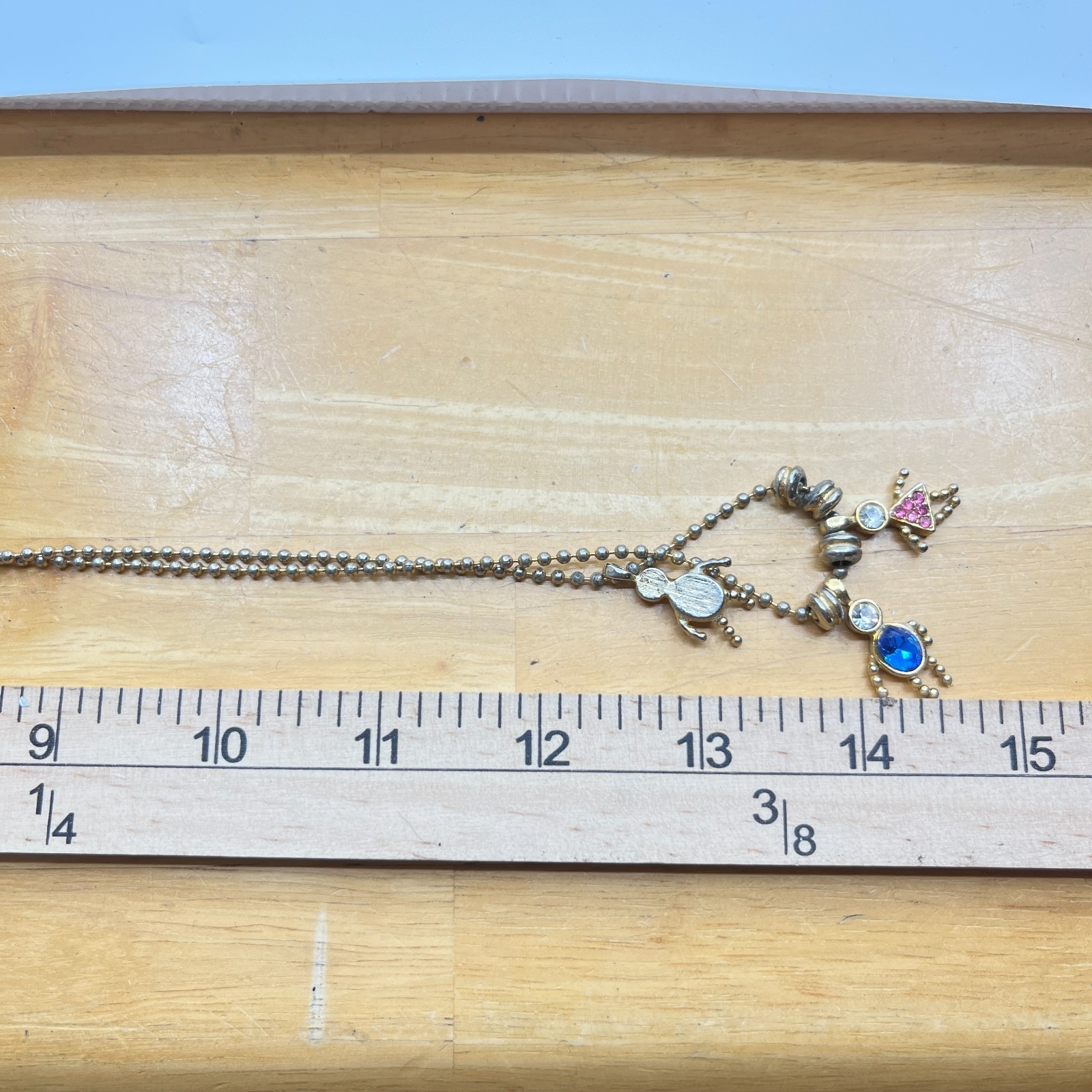 Vintage Y2K Multi-Color Rhinestone Boy & Girl Charm Ball Chain Necklace Classic