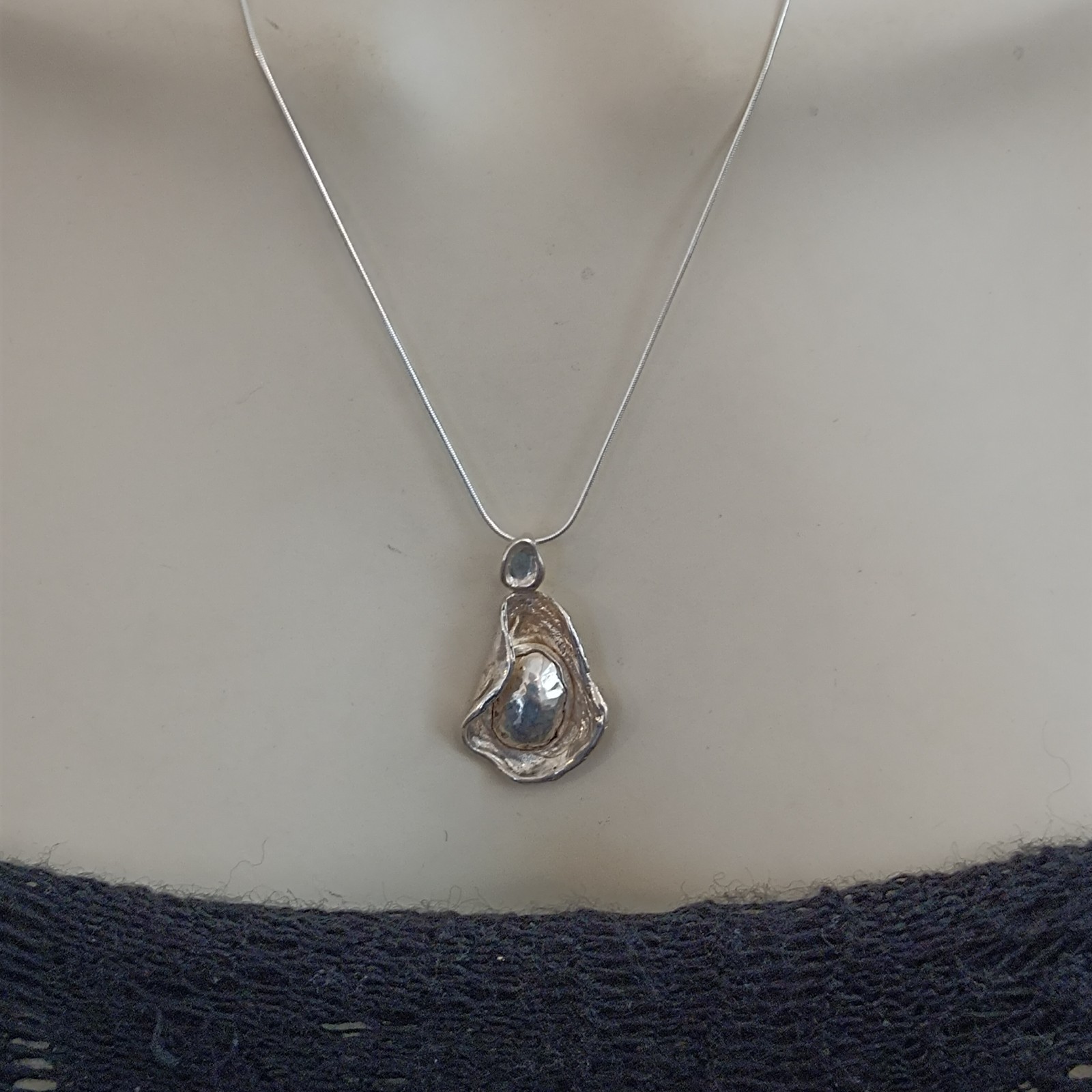 Modernist Sterling Silver Sculptural Pendant Necklace Abstract Freeform Art VTG