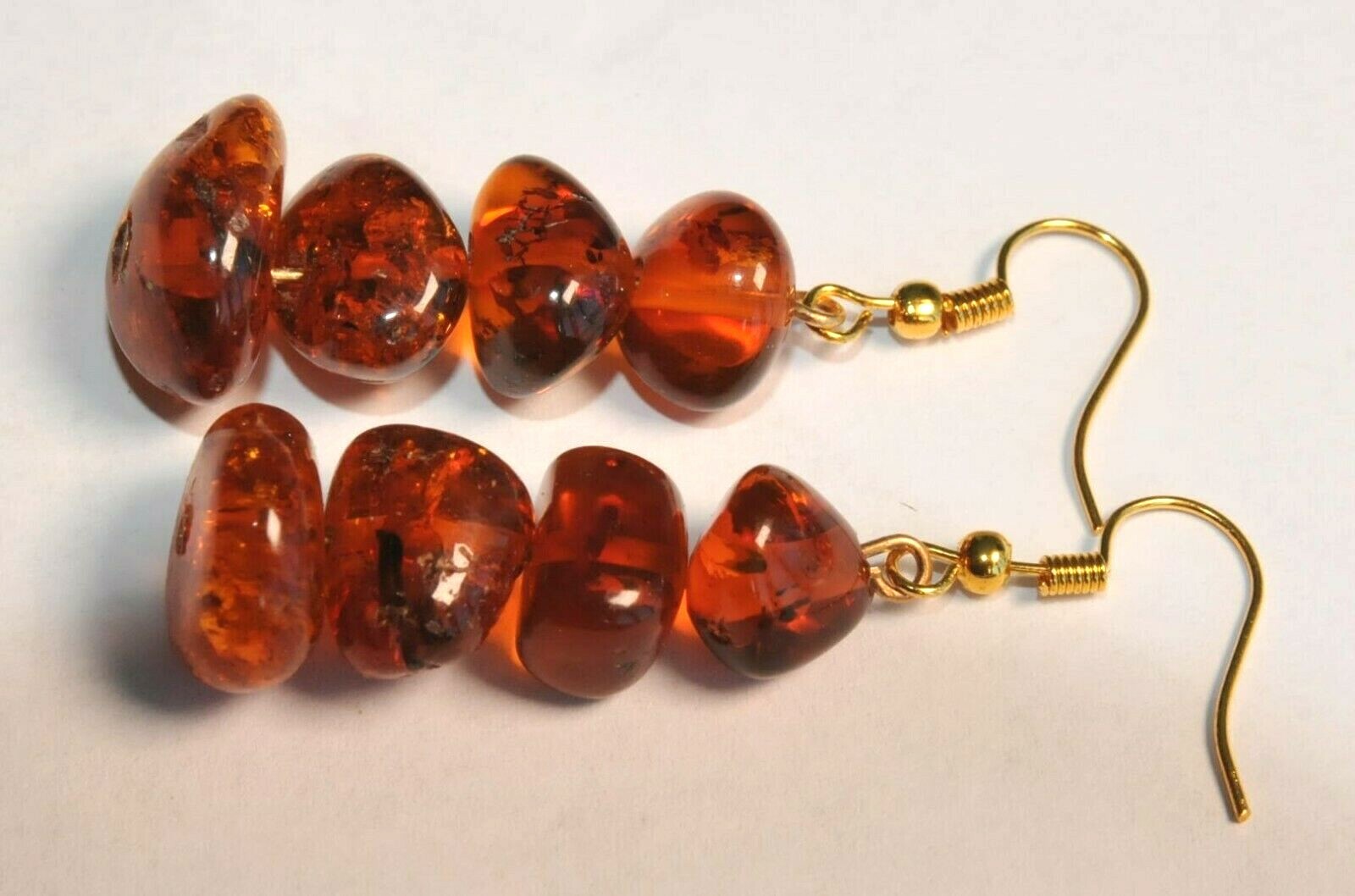 VINTAGE RUSSIAN SOVIET BALTIC SEA AMBER EARRINGS 老琥珀 USSR KALININGRAD STONE ROCK