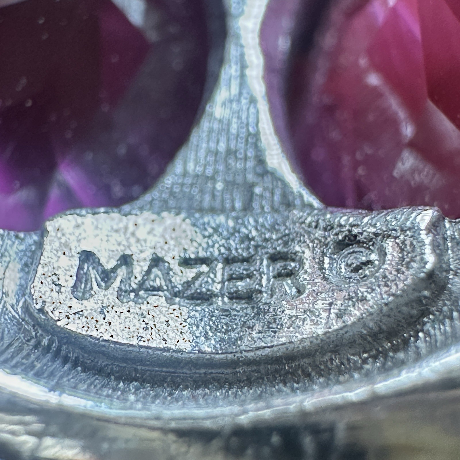 VTG Mazer Statement Substantial Ring Size 7 Crystal Ruby Red Clear Signed Rare