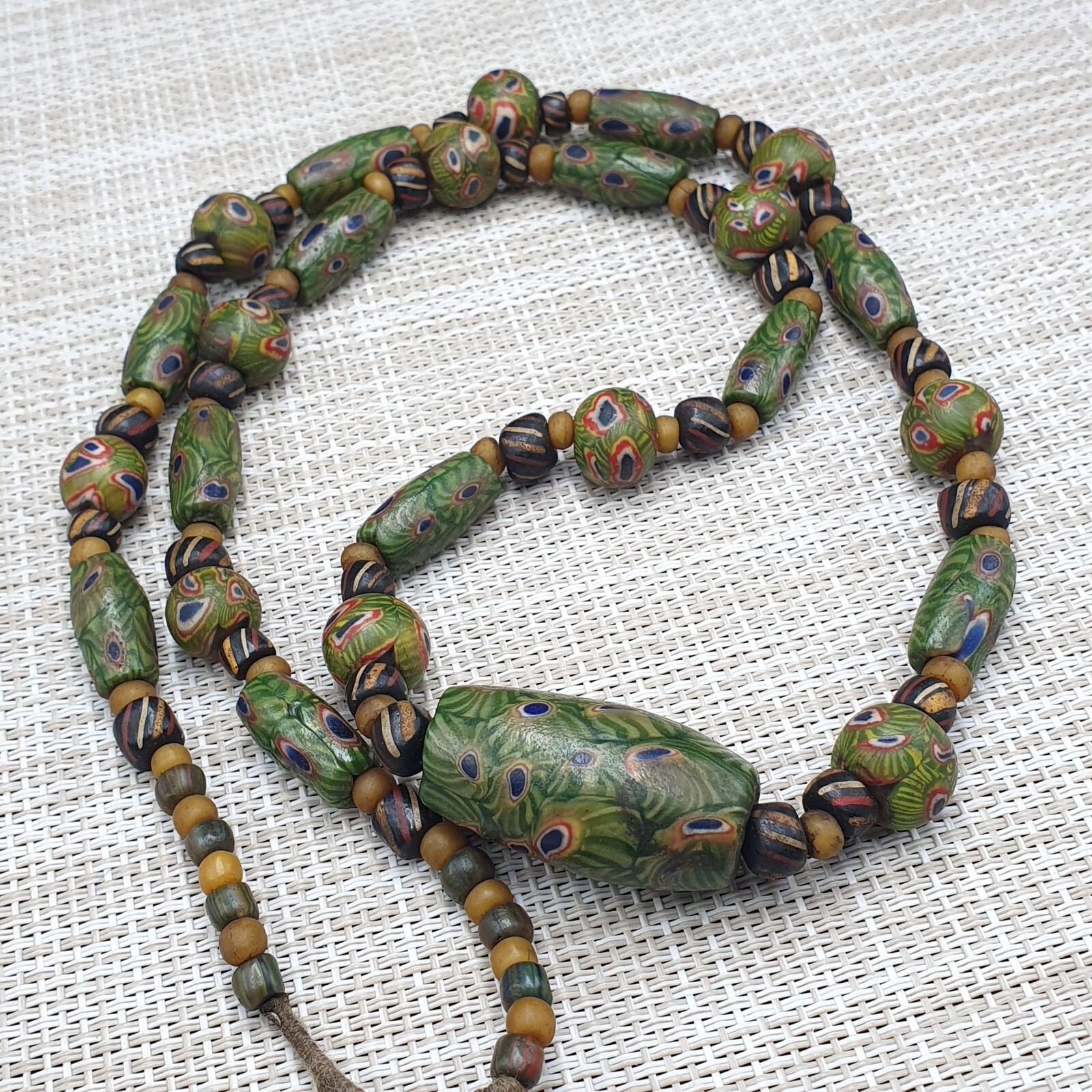 Vintage African Style Gabri Eyes Glass Beaded Necklace