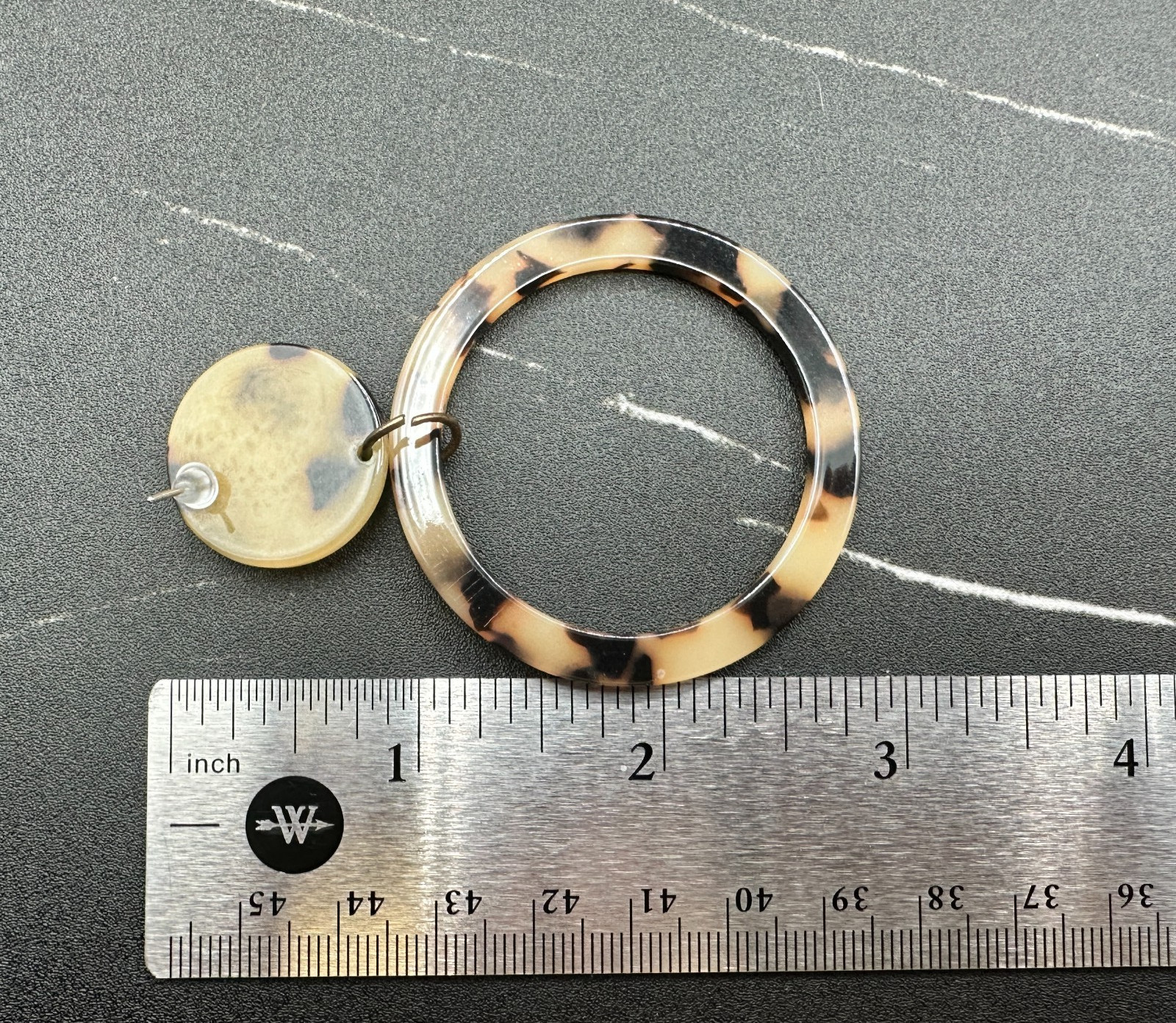 Vintage Tortoiseshell Drop Dangle Earrings Plastic Resin Acrylic Statement Brown