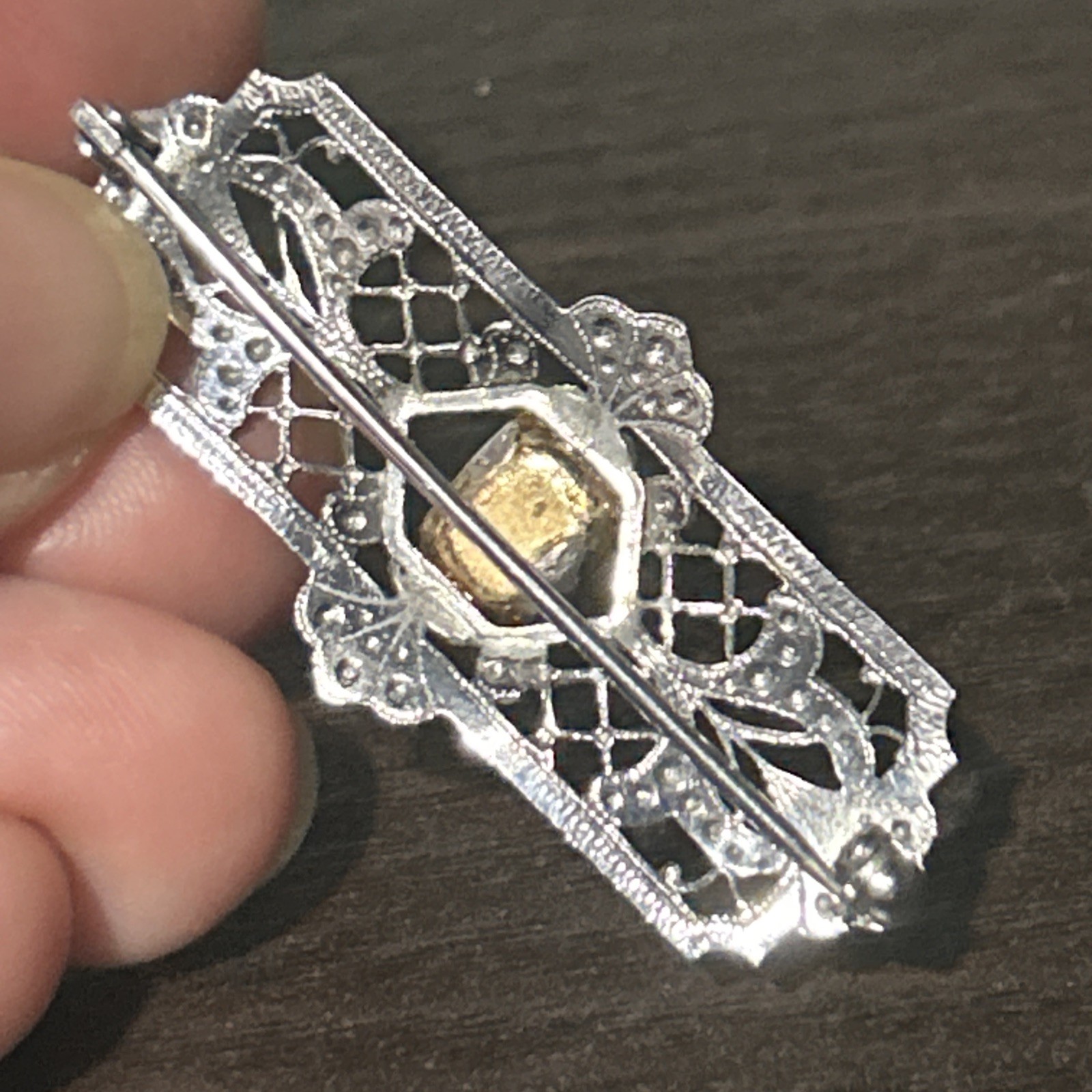 7 OLD ANTIQUE VICTORIAN MIXED METALS RHINESTONE FILIGREE PINS BROOCH