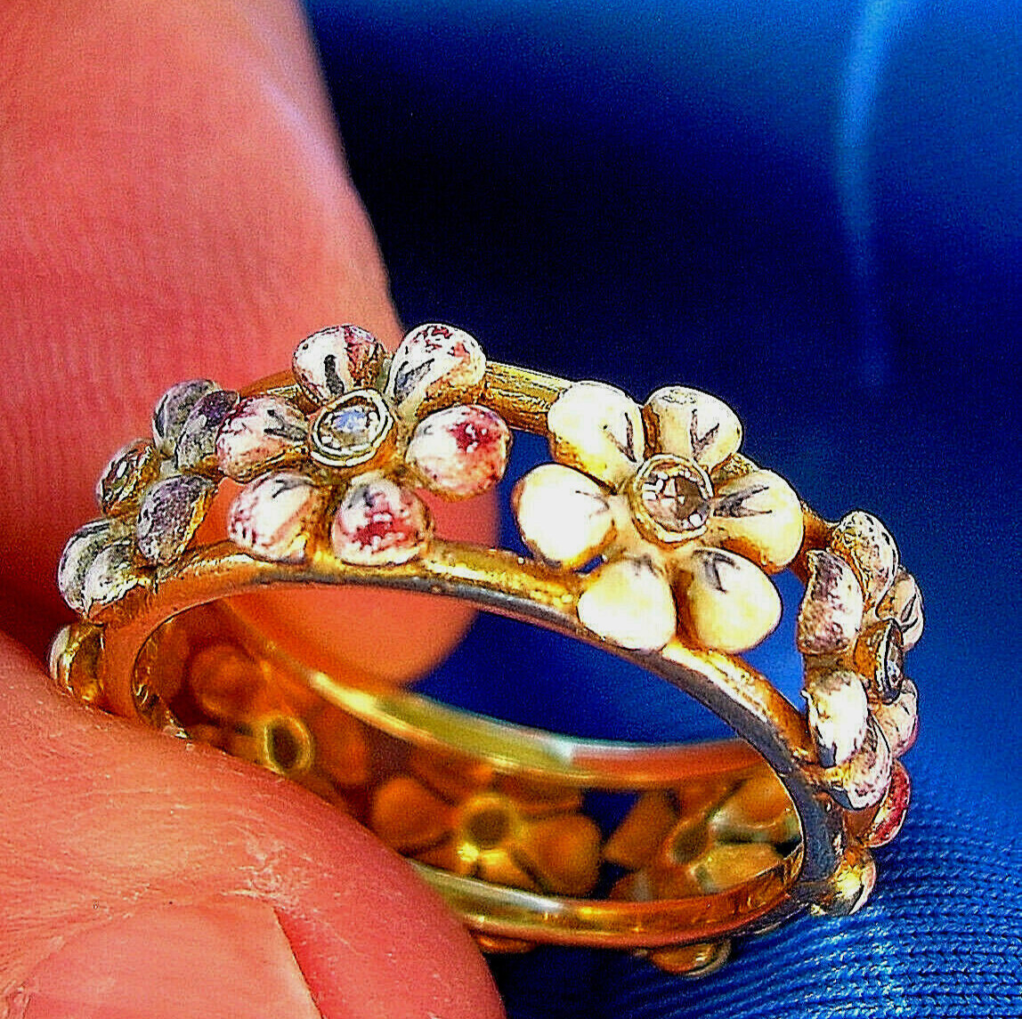 Original EARTH MINED DIAMOND Deco Wedding Band Antique Eternity Anniversary Ring