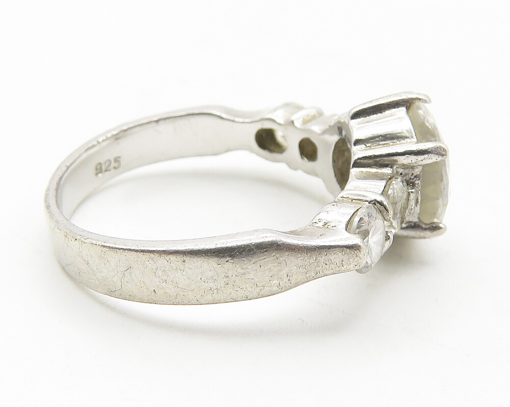 925 Sterling Silver Cubic Zirconia Solitaire With Accents Ring Sz 7 RG11647
