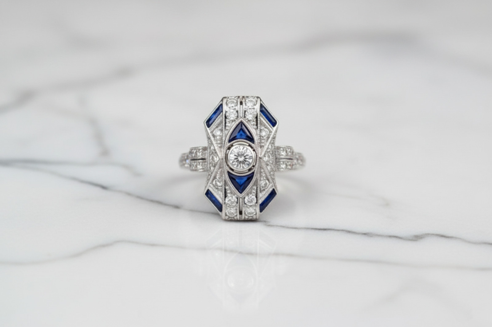 Antique Art Deco Vintage Wedding Ring For Her Mid-Century Edwardian Ring