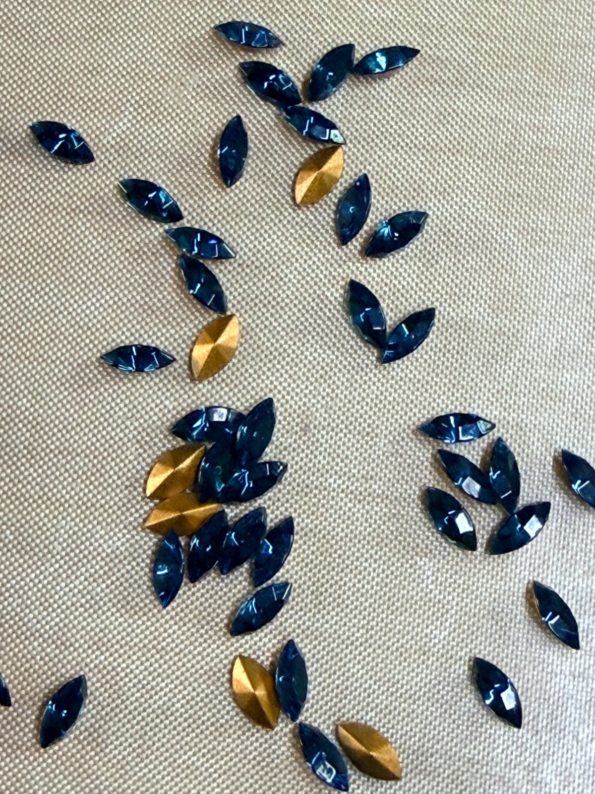 Lot of 55 Vintage Montana Blue Marquise Navette Glass Rhinestones Pointed Back N