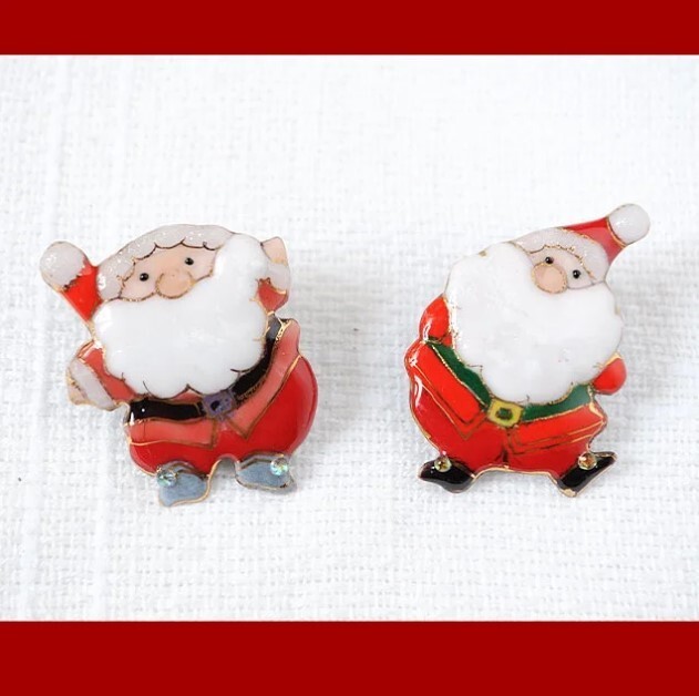 Santa Claus Christmas – Japanese cloisonné enamel Mini Brooch Made-to-order NEW