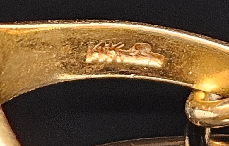 14K Gold INITIAL SIGNET Ring Charm Engraved Initials Monogram Crest Size 3 Child
