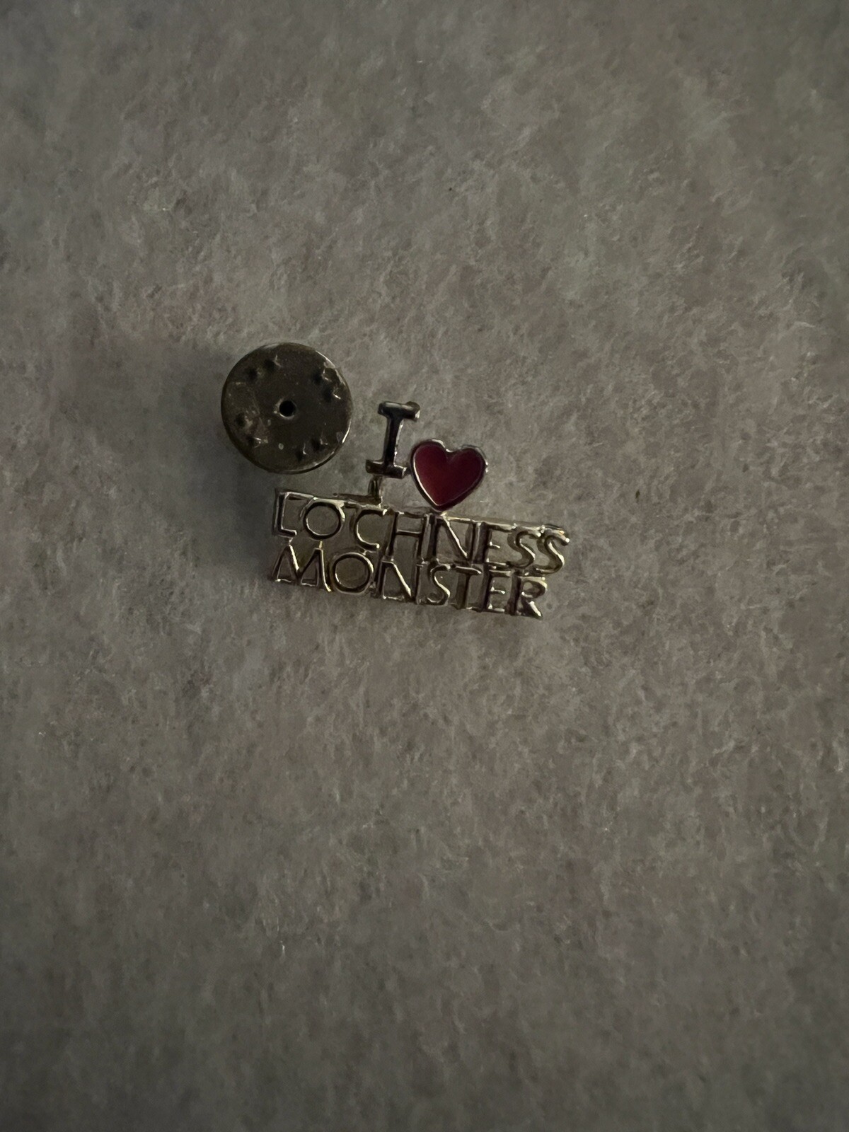 I Love Loch Ness Monster Rare Lapel Pin Red Enamel Heart Silver Tone