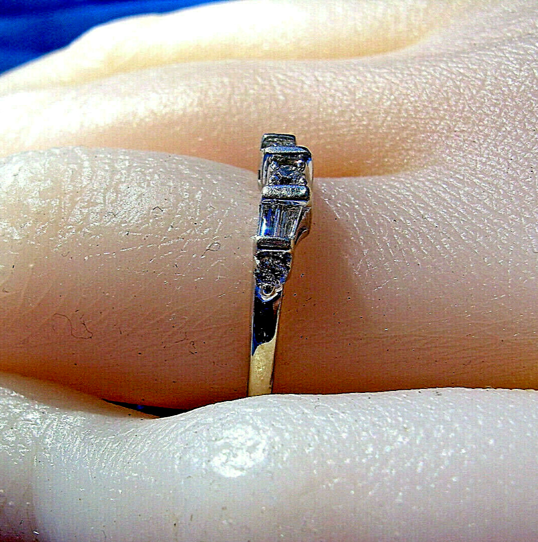 Original EARTH MINED DIAMOND Wedding Band Stack Design 14K WHITE GOLD Ring Guard