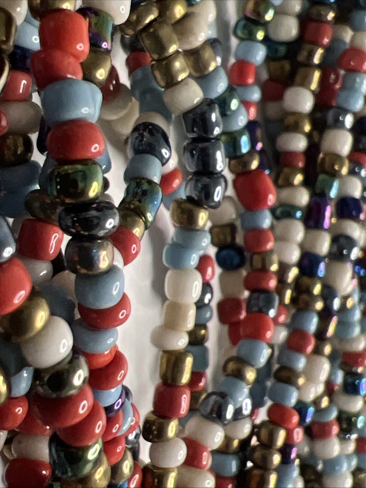 Multicolored Bead Multi Strand Statement Silver Tone Necklace Bracelet Set