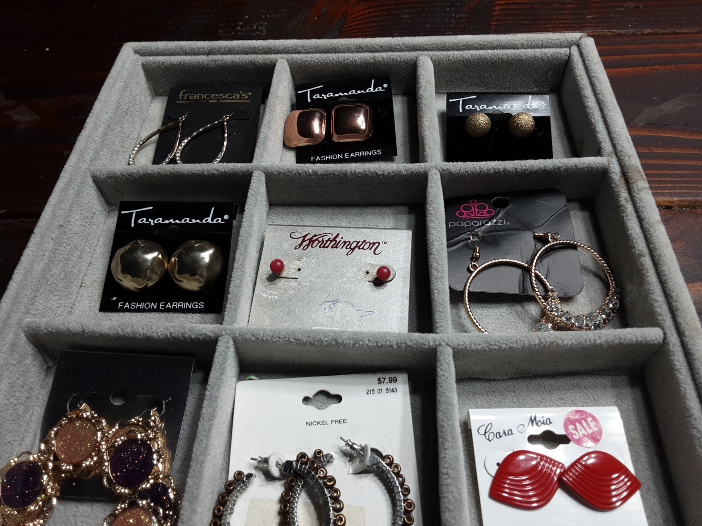 Earring Gold Silver Rose Tone Lot of 12 Pair New Old Stock Pierce Vtg Jewerly