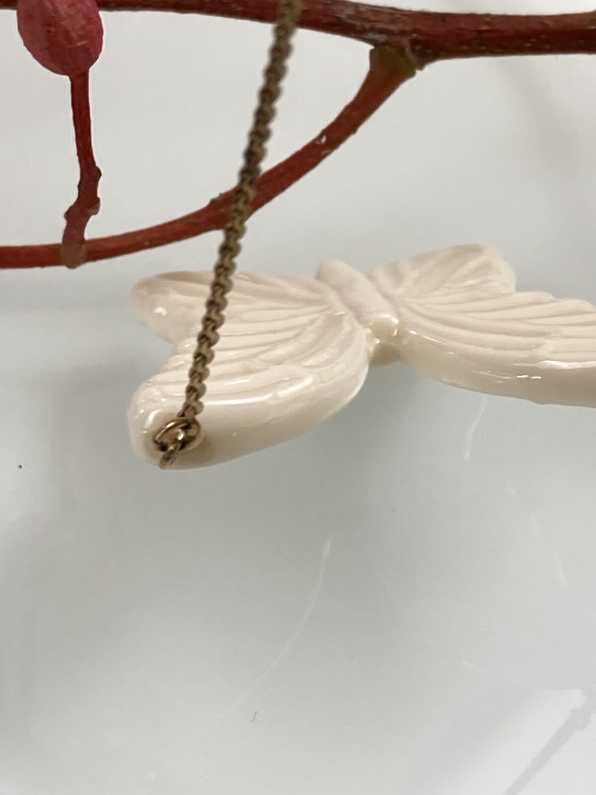 VTG 1/20th 12k Gold Filled Lenox Butterfly Pendant Serpentine Necklace 18.25″L
