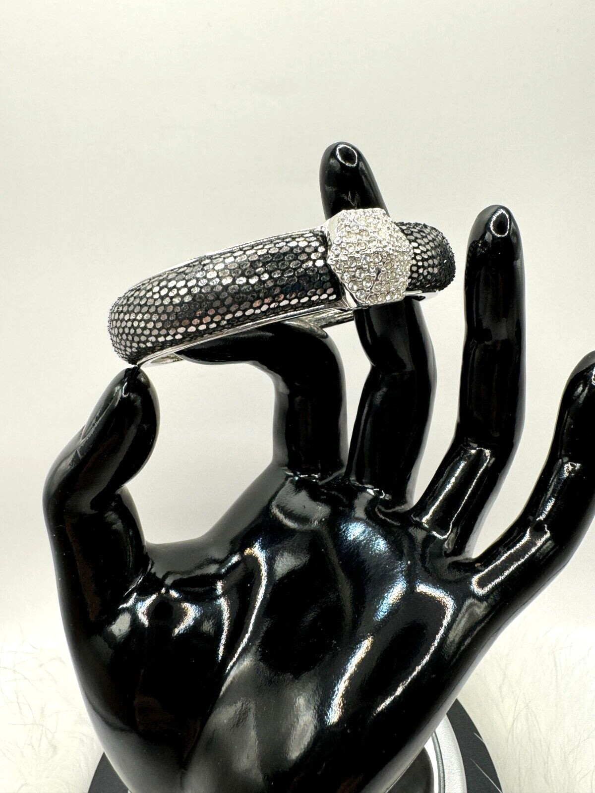 Vince Camuto Signed Hinged Bangle Snake Skin Diamonds? Some Say Yes! Flawless!