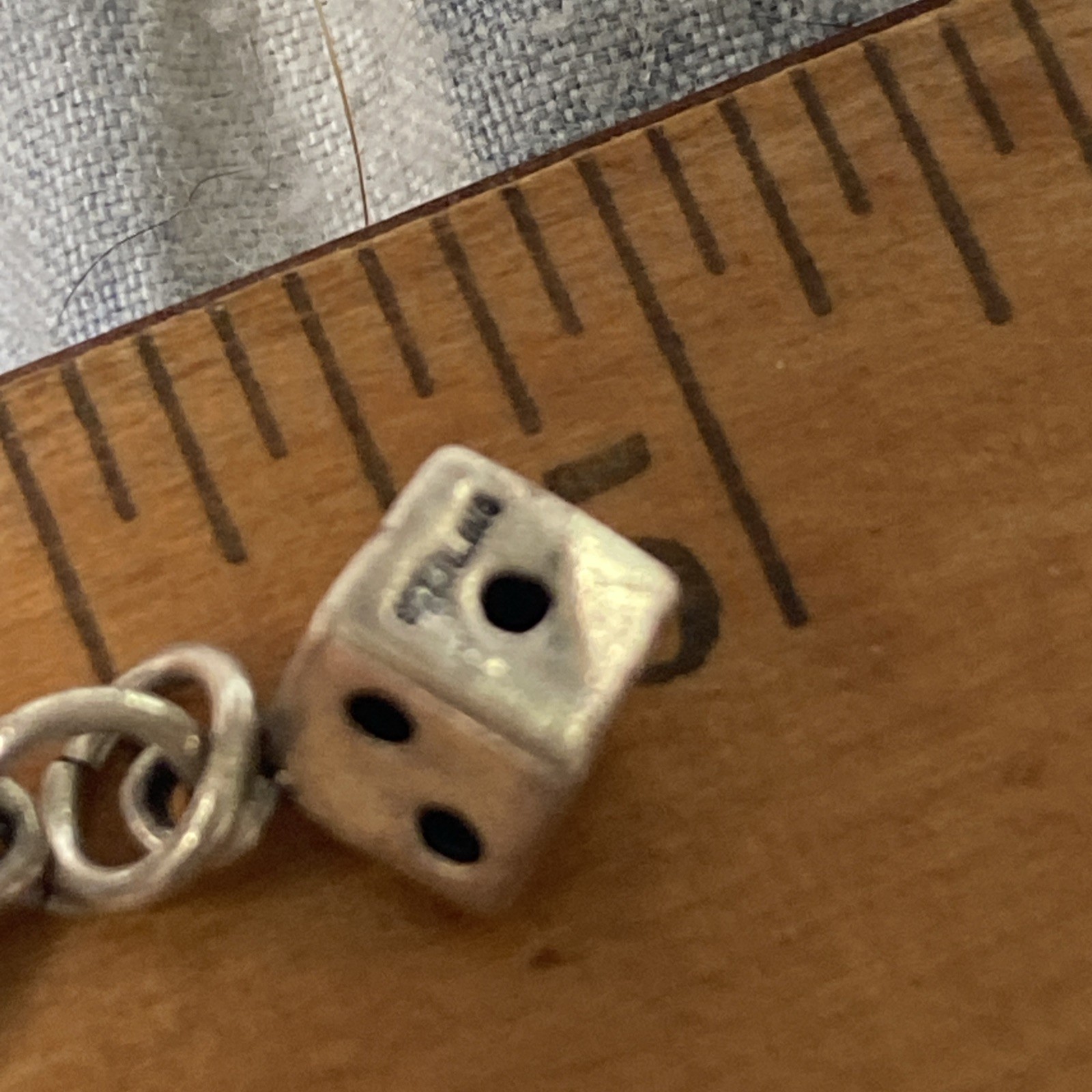 Vtg Solid Sterling Silver Lucky Dice Charm Pendant Casino Gambling 925
