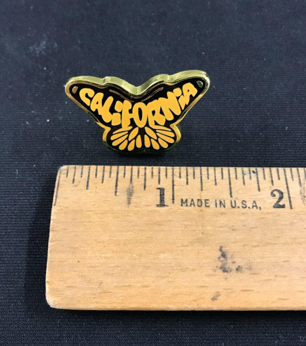 Life At Sea Butterfly California Enamel Pin 1 1/4″ Yellow & Black Monarch CLEAN!