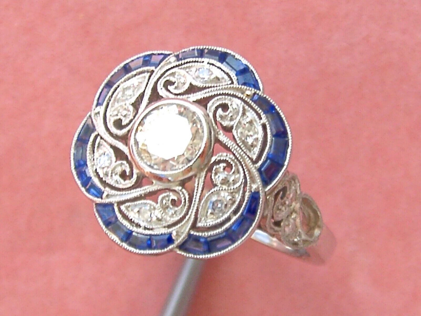 2.10CT Round Art Deco Style Swirl Lab Created Diamond Vintage Ring 925 Silver
