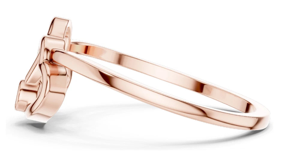 Round Cut 0.03CT White Moissanite Double Heart Shaped Ring Pure 10K Rose Gold FN