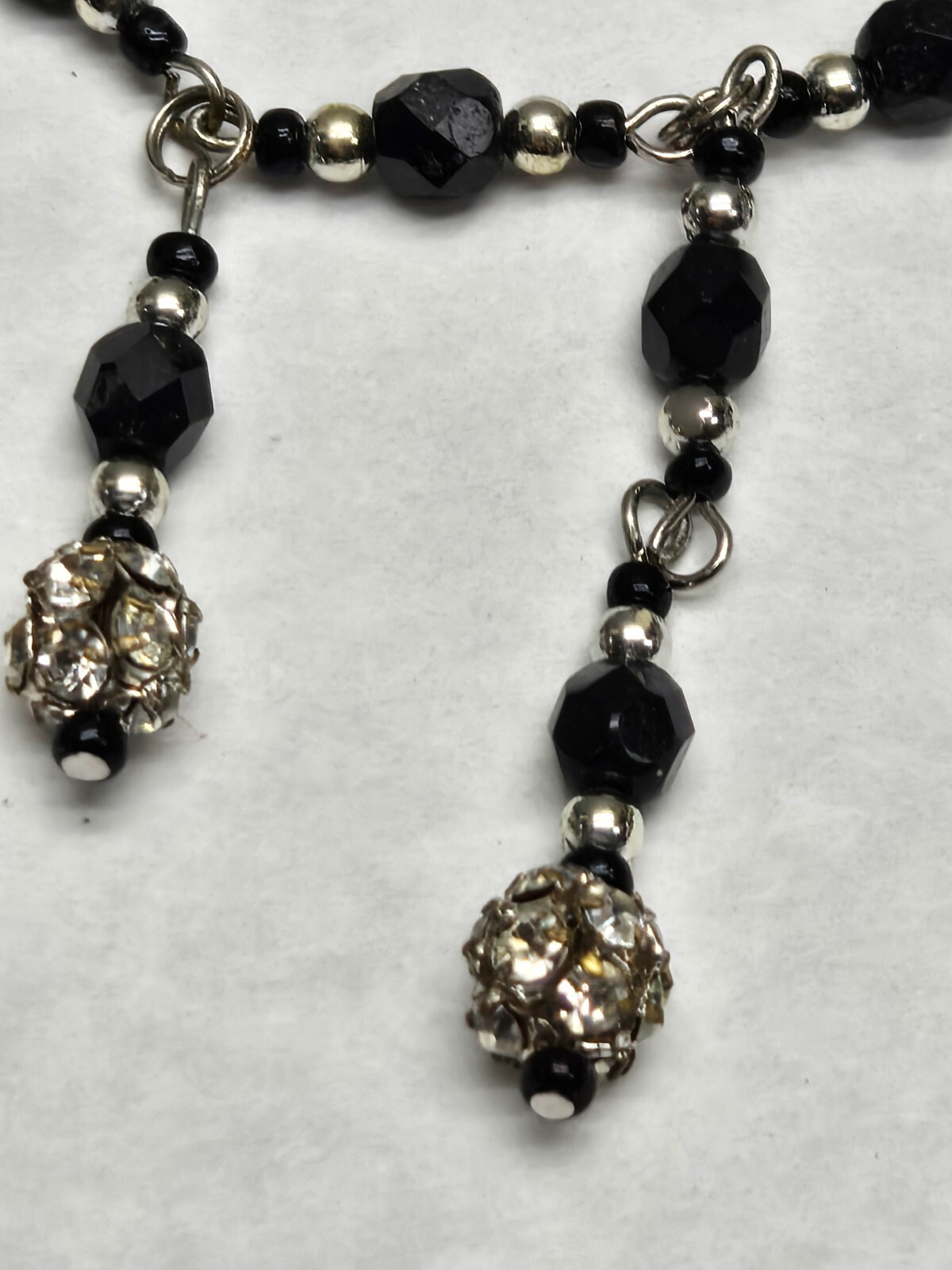 Art Deco Rhinestone Earrings, Necklace & bracelet Set Black Clear