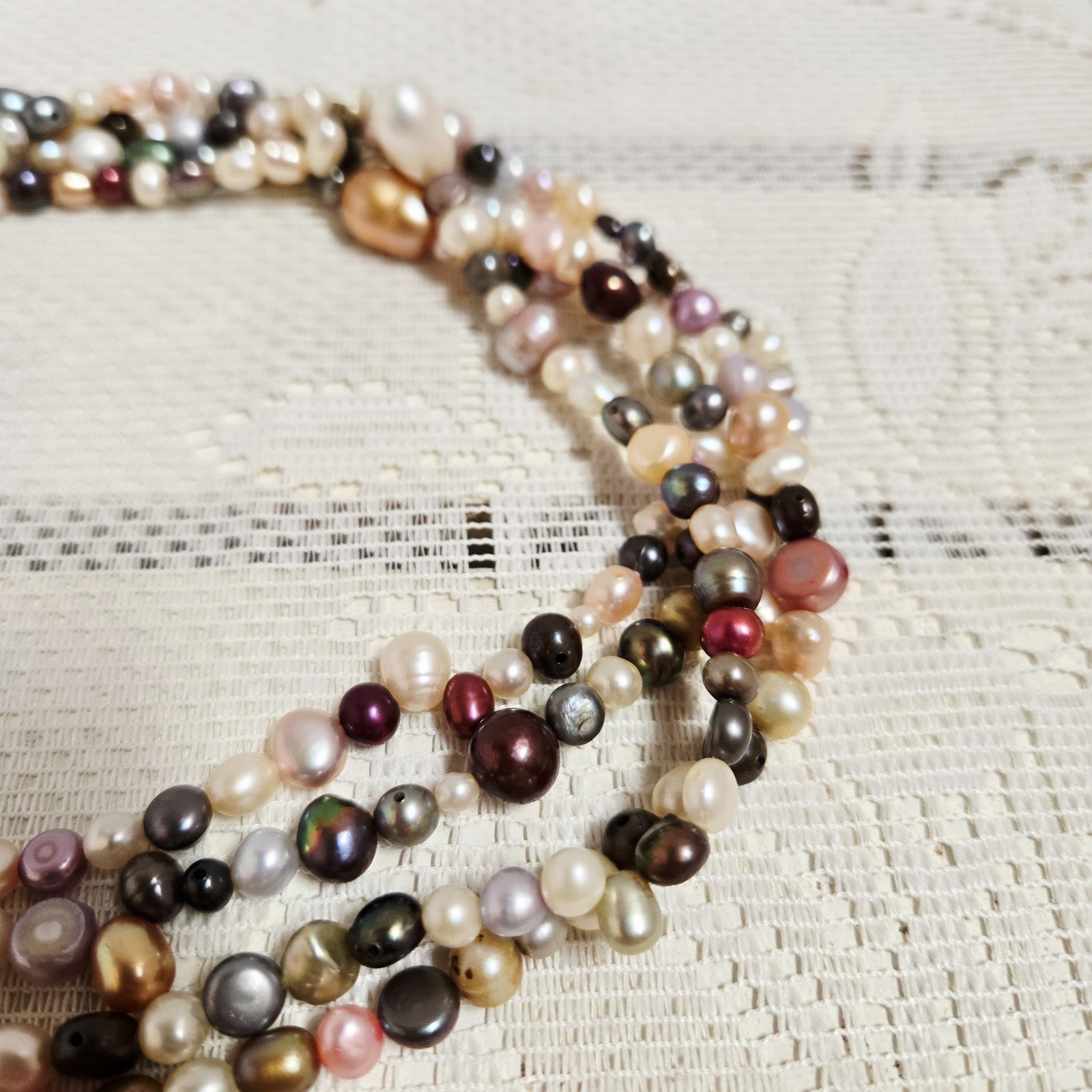 Multi Color Freshwater Pearl Extra Long Cluster Necklace