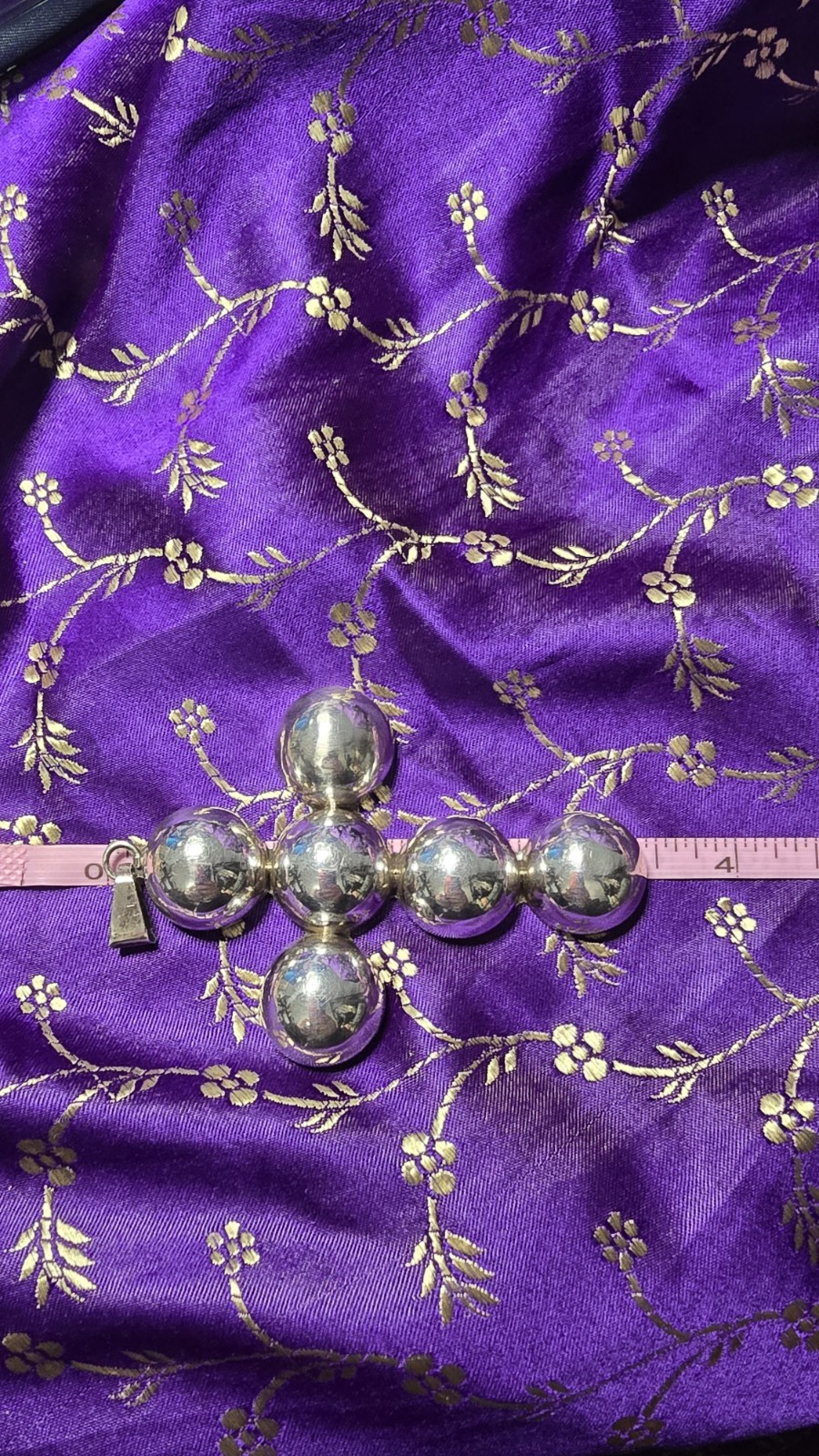 Vintage Taxco Mexico Sterling Silver Modernist Bubble Cross Pendant 25.22g 3.5″