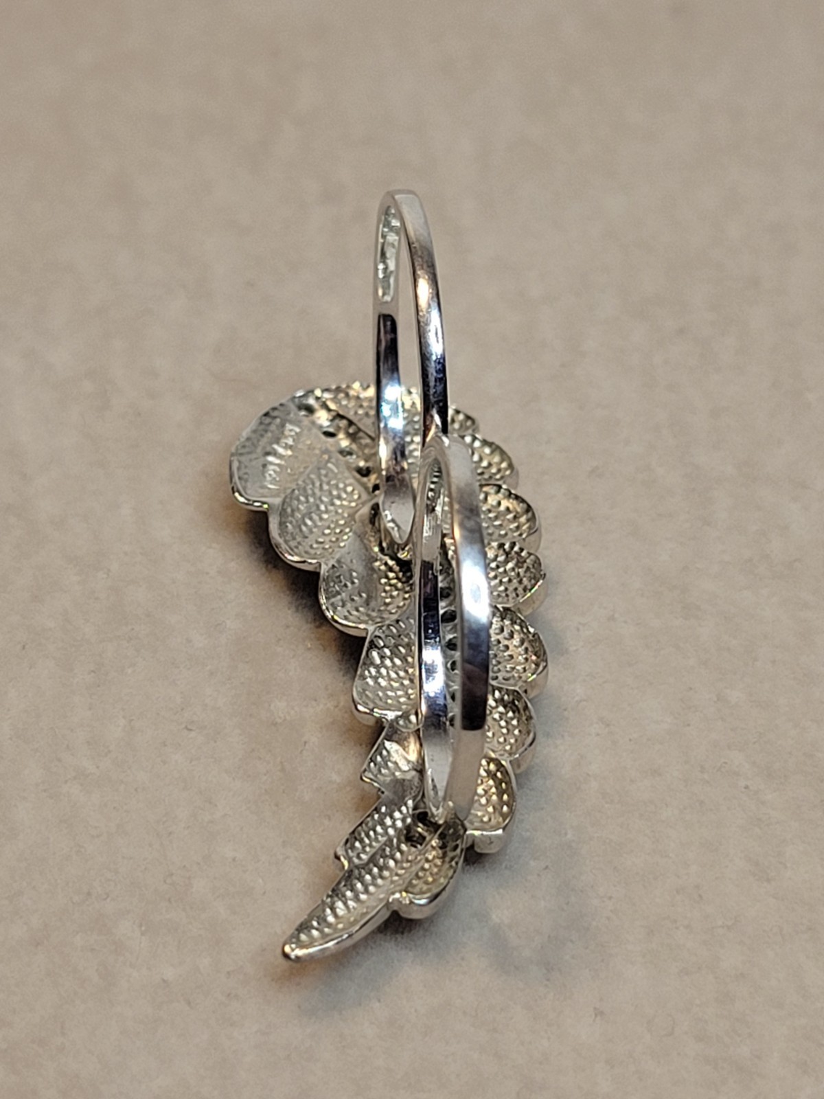 Vtg 925 Double Finger Leaf Ring CZ Accents Size 7 And Size 6 Sterling Silver