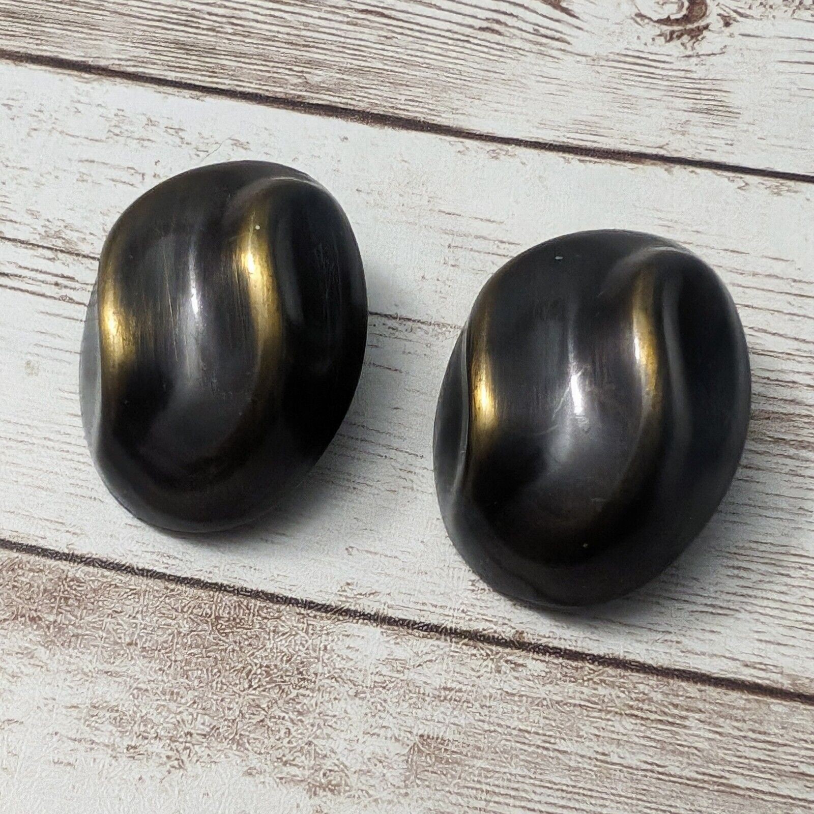 Vintage Clip On Earrings – Extra Large Metal Dark Brown & Brass Tones