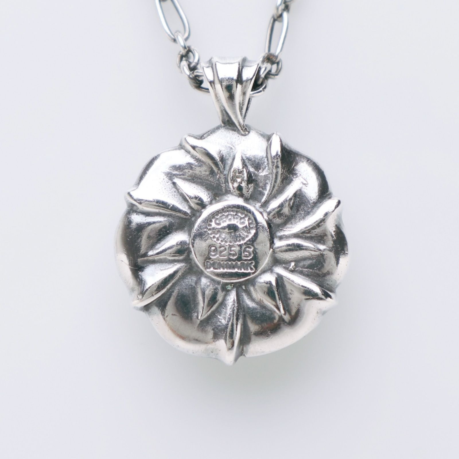 Georg Jensen Vintage August Birth Pendant Necklace Peridot Silver 925 w/ Box
