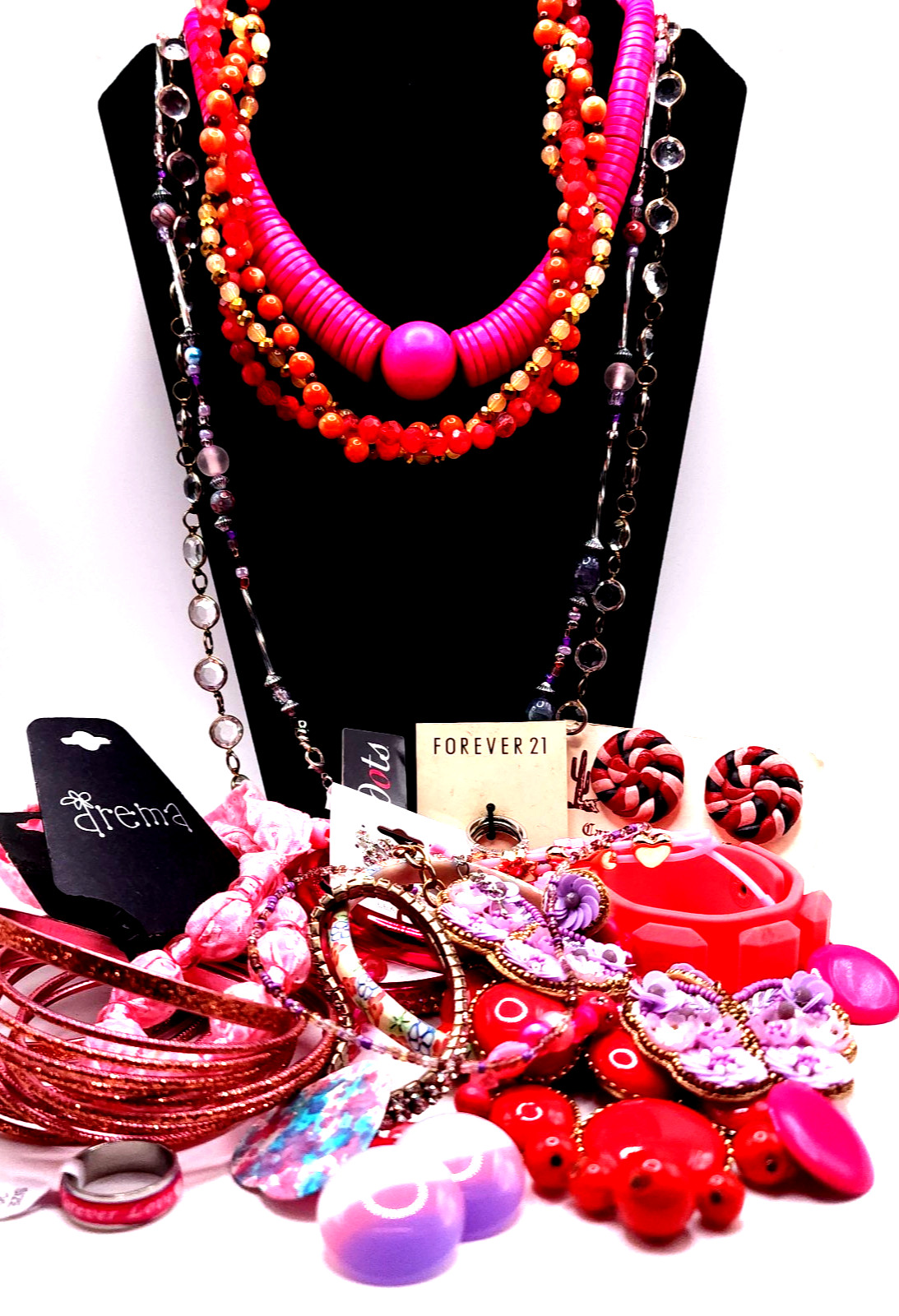 Pink Hue Estate Jewelry Bundle 1lb Mixed Fashion Jewelry Vintage Resale Lot