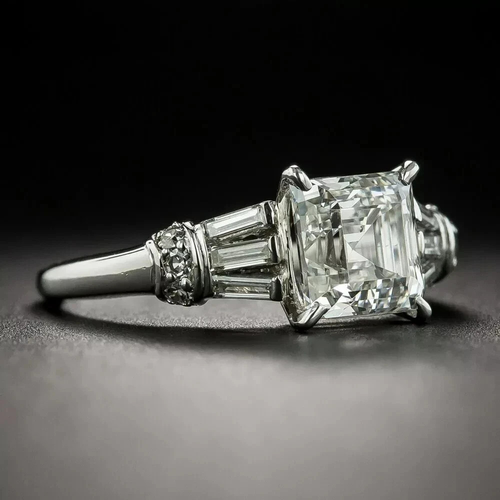 Art Deco Style 3.45Ct Lab Created Diamond Anniversary 14K White Gold Finish Ring
