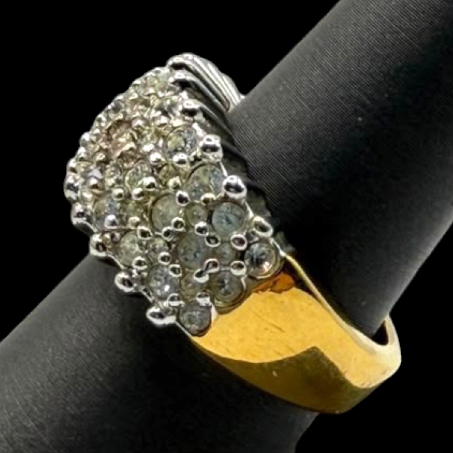 Vintage Cocktail Statement Ring Premier Designs 3-Rows Cubic Zirconia Size 8.75
