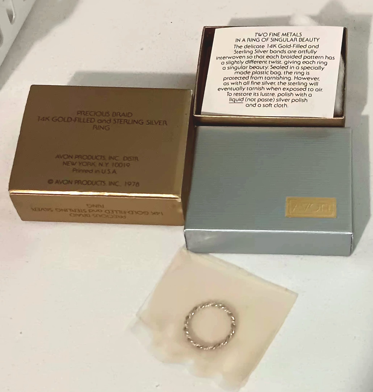 Avon Precious Braid Ring – Braid of 14k Gold-filled & Sterling Silver Size 6 New