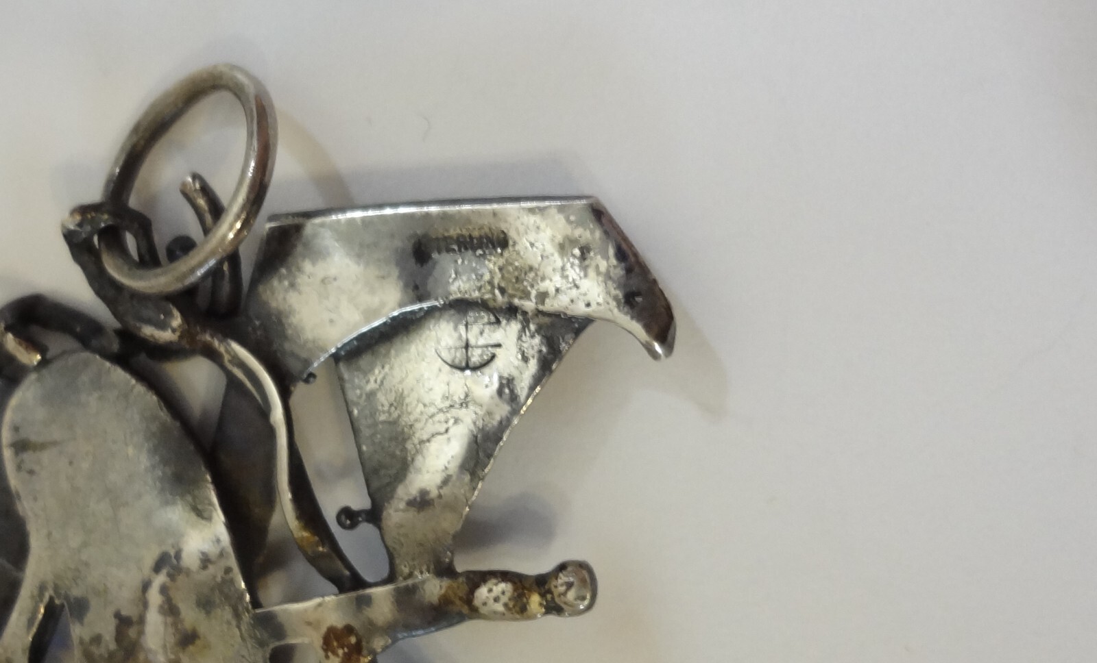 Mid Century Abstract Brutalist Sterling Silver Signed (Unknown Hallmark) Pendant
