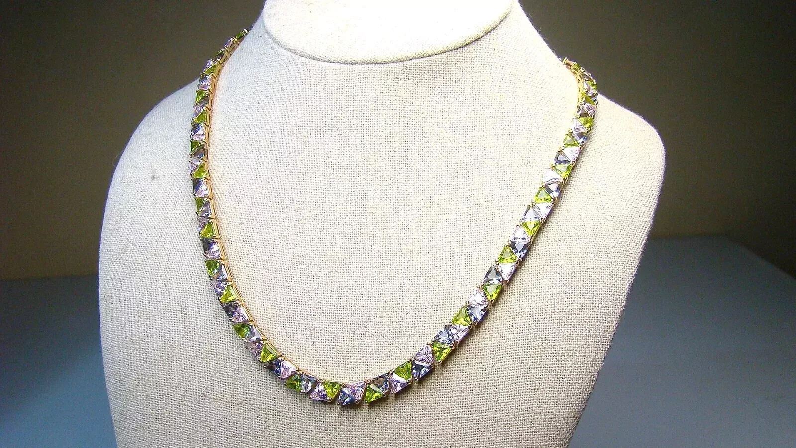 Nice Ross Simons Sterling w Gold Overlay Pastel Jeweled Necklace & Bracelet Set